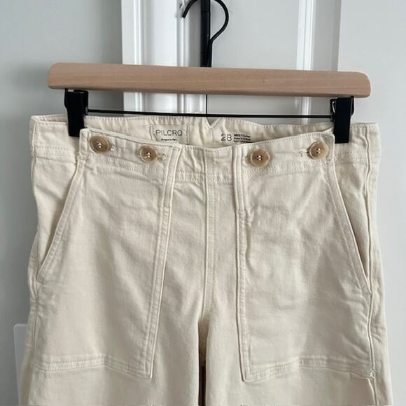 Anthropologie Pilcro The Kit Cropped Wide-Leg Trouser Jeans 28 Color: Cream - Picture 4 of 12